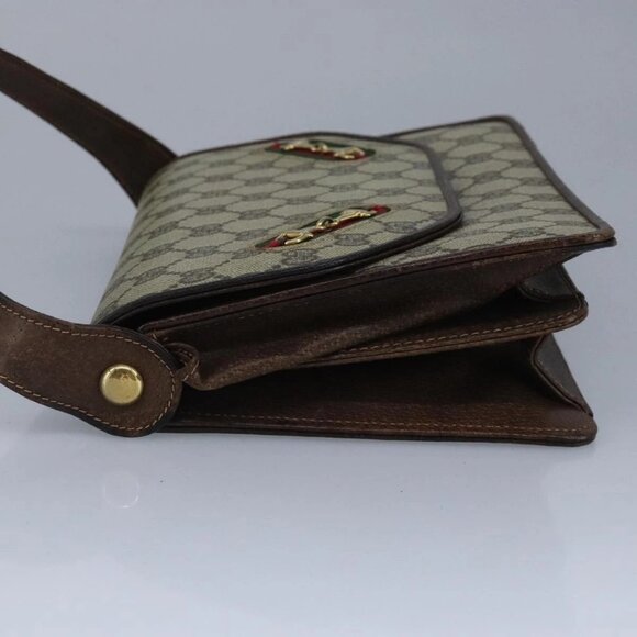 GUCCI GG Supreme Web Sherry Line Shoulder Bag PVC Leather Beige Gold - Picture 3 of 16